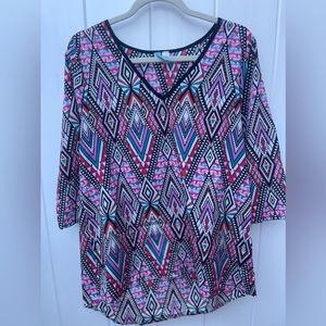 Dinabe clothing blouse size large chevron print colorful